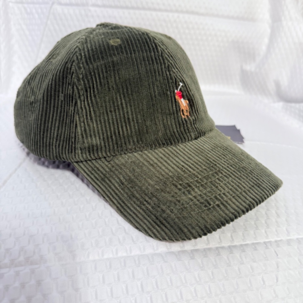 AUTHENTIC VINTAGE MEN'S POLO RALPH LAUREN GREEN CORDUROY CAP M/L EXCELLENT - Picture 2 of 5